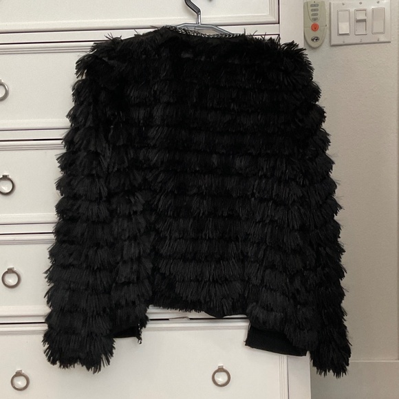#0406 Black Fuzzy Jacket Size M Brand VICI - Picture 2 of 3